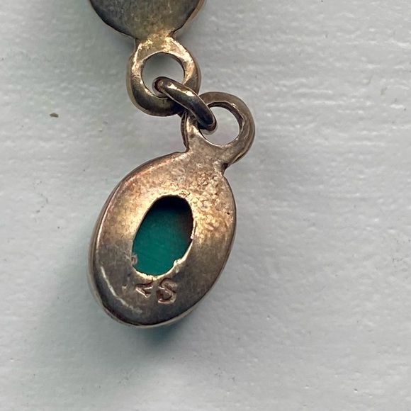 Sterling turquoise drop earrings - Picture 7 of 8